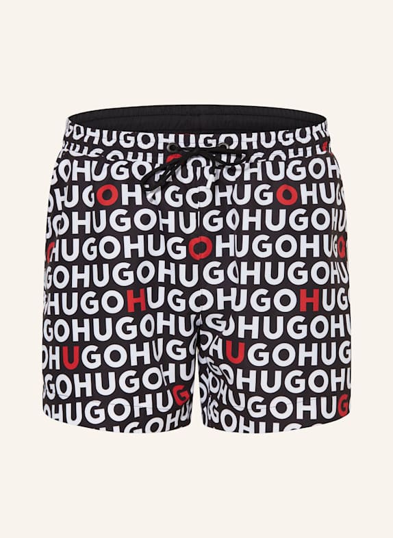 HUGO Badeshorts TORTUGA SCHWARZ/ WEISS/ ROT
