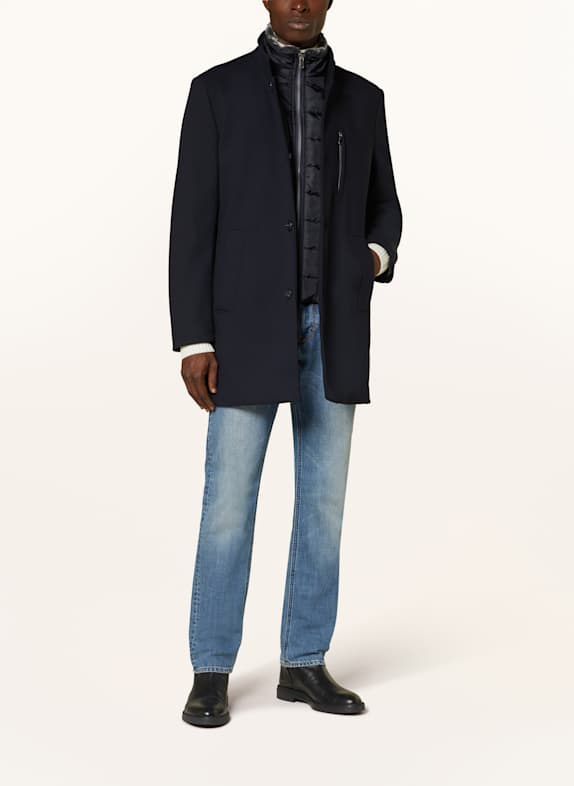 STROKESMAN'S Mantel mit Kunstfell und herausnehmbarer Blende DUNKELBLAU