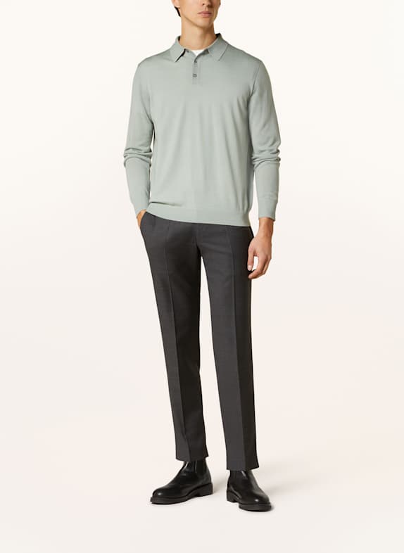 STROKESMAN'S Strikket polo-shirt LYSEGRØN