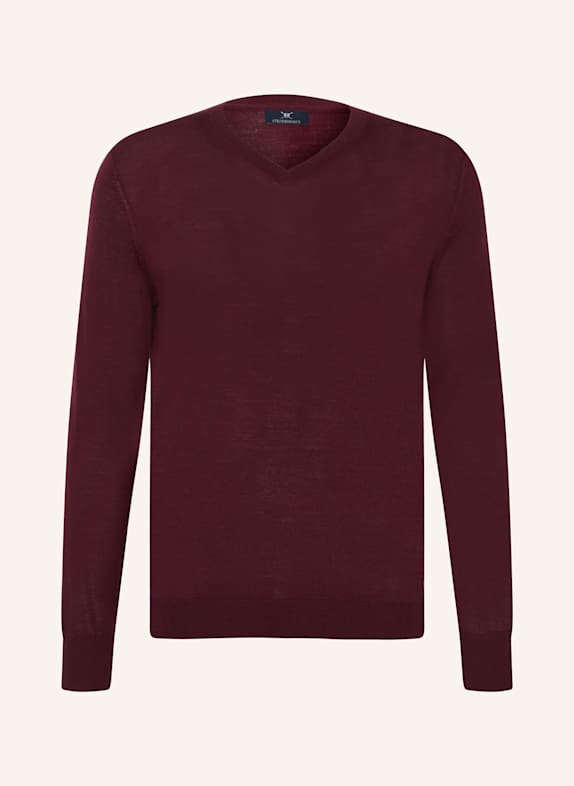 STROKESMAN'S Pullover aus Merinowolle DUNKELROT