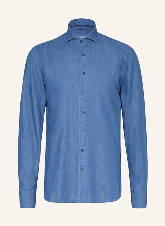 STROKESMAN'S Shirt regular fit in denim look BLUE