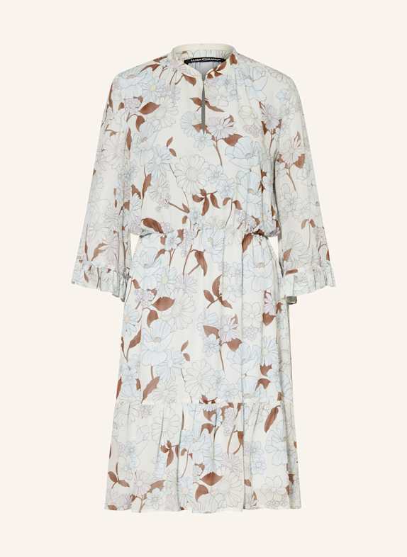 LUISA CERANO Kleid mit 3/4-Arm und Volants HELLBLAU/ HELLLILA/ BRAUN