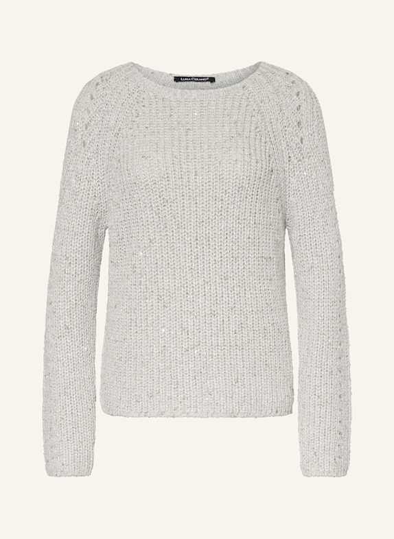 LUISA CERANO Pullover mit Glitzergarn und Pailletten HELLGRAU