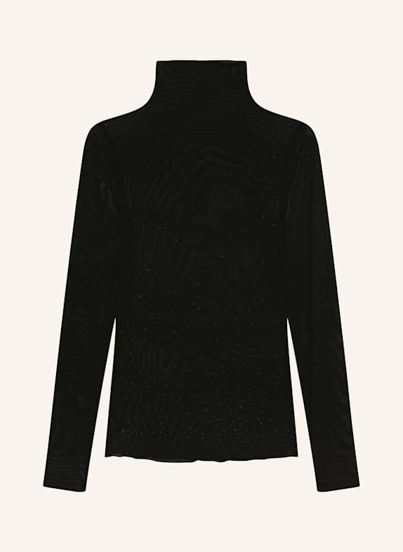 LUISA CERANO Longsleeve aus Mesh mit Schmucksteinen SCHWARZ
