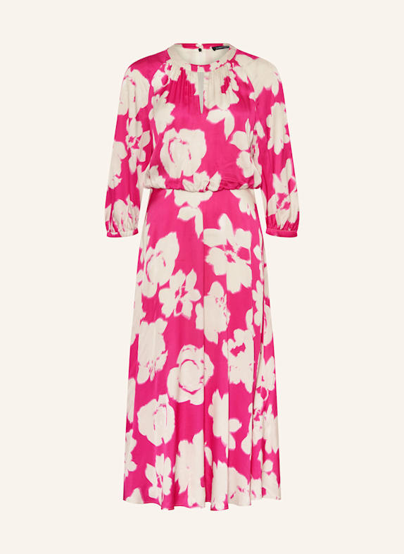 LUISA CERANO Satin dress with 3/4 sleeves PINK/ WHITE
