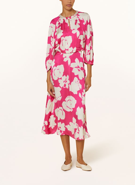 LUISA CERANO Satinkleid mit 3/4-Arm PINK/ WEISS