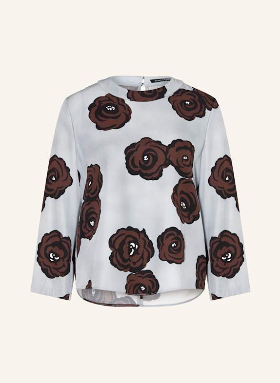 LUISA CERANO Shirt blouse in satin BLUE GRAY/ BROWN/ DARK BROWN