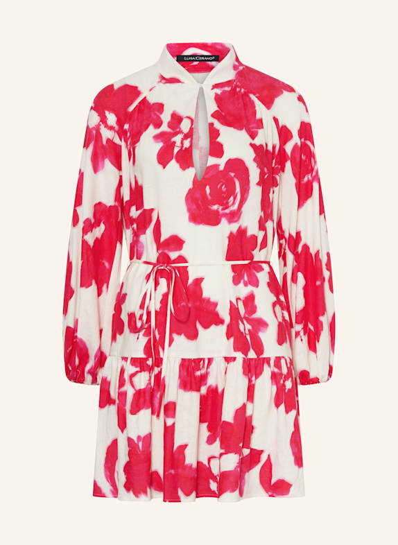 LUISA CERANO Kleid mit Leinen PINK/ WEISS