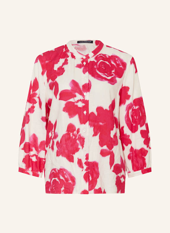 LUISA CERANO Shirt blouse with linen and 3/4 sleeves ECRU/ PINK