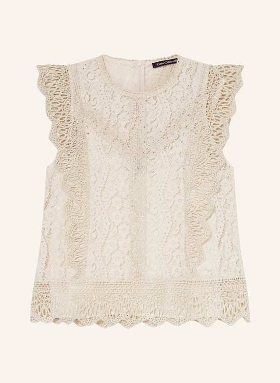 LUISA CERANO Blouse top with broderie anglaise CREAM