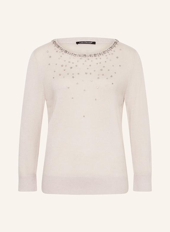 LUISA CERANO Pullover mit Schmucksteinen CREME