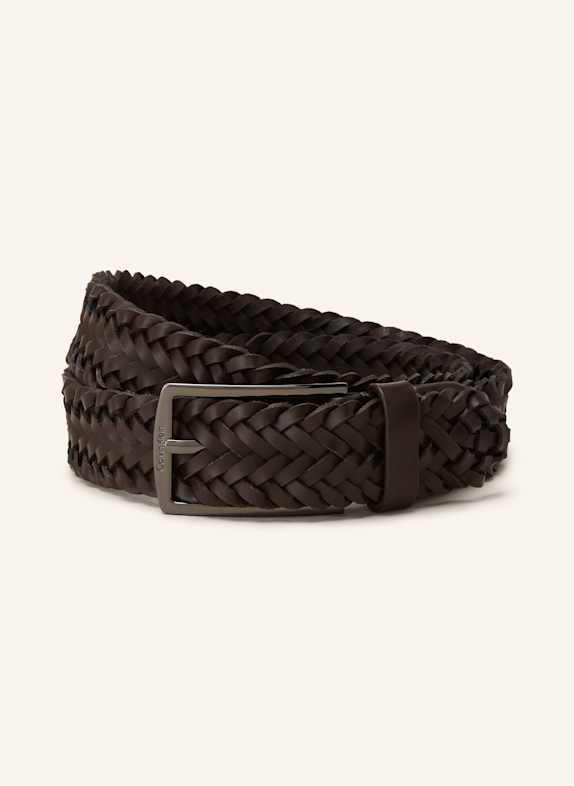 Calvin Klein Flechtgürtel aus Leder DUNKELBRAUN
