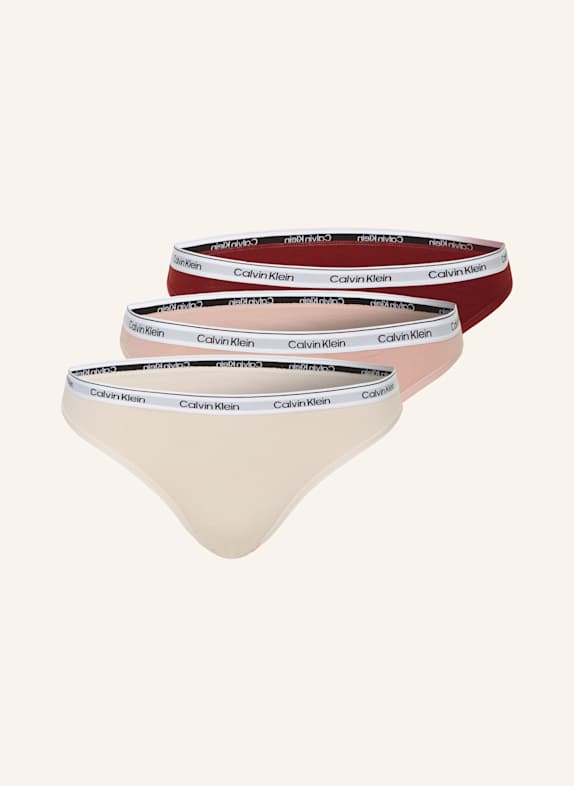 Calvin Klein 3-pack slips MODERN LOGO DONKERROOD / ROSÉ / ROSE CLAIR