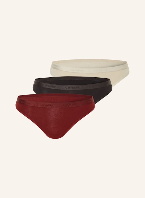 Calvin Klein 3er-Pack Slips MODERN LOGO SCHWARZ/ CREME/ DUNKELROT