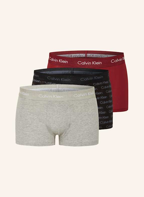 Calvin Klein 3er-Pack Boxershorts Low Rise ROT/ SCHWARZ/ HELLGRAU