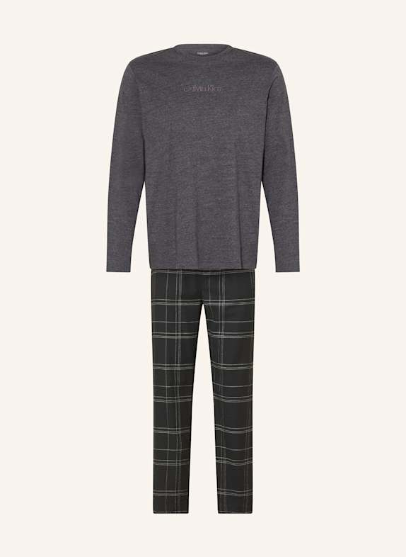 Calvin Klein Schlafanzug aus Flanell DUNKELGRAU/ SCHWARZ/ WEISS