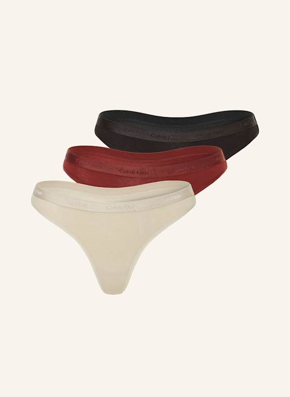 Calvin Klein 3er-Pack Strings MODERN LOGO SCHWARZ/ ROT/ BEIGE