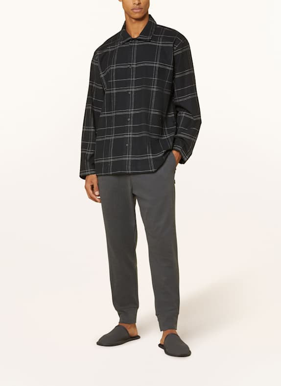 Calvin Klein Slaapshirt van flanel ZWART / WIT