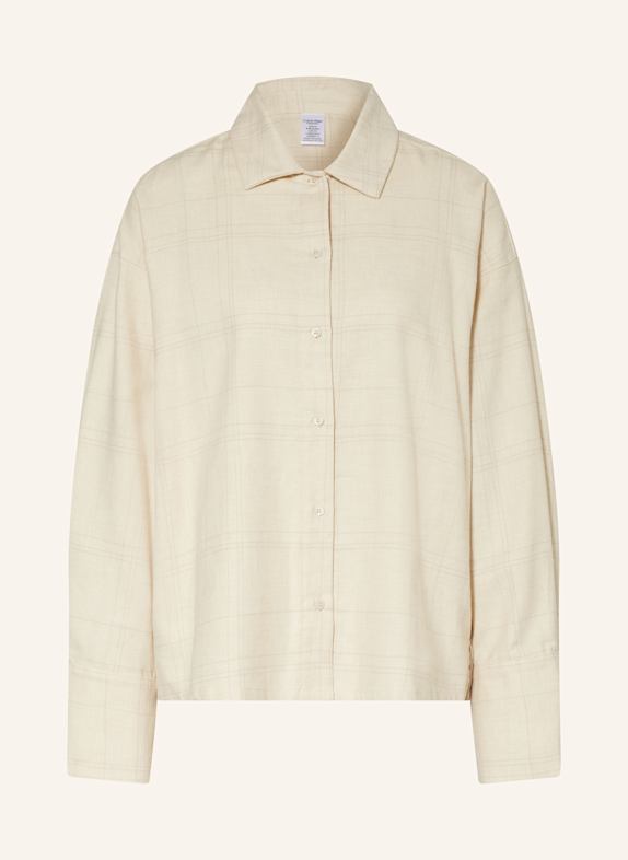 Calvin Klein Schlafshirt aus Flanell ECRU/ HELLGRAU