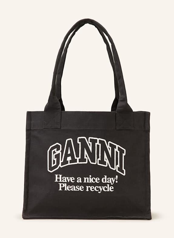 GANNI Shopper ČERNÁ/ BÍLÁ