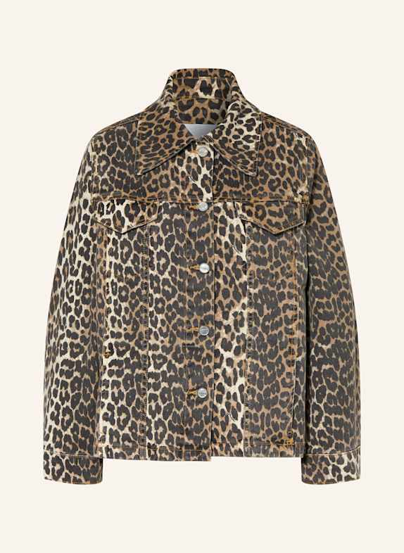 GANNI Denim jacket BLACK/ BROWN/ LIGHT BROWN