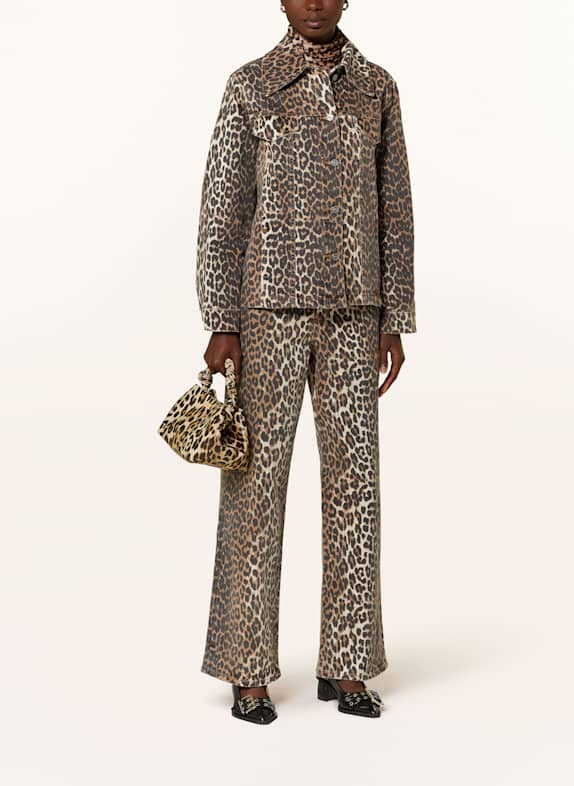 GANNI Kurtka jeansowa CZARNY/ BRĄZOWY/ JASNOBRĄZOWY