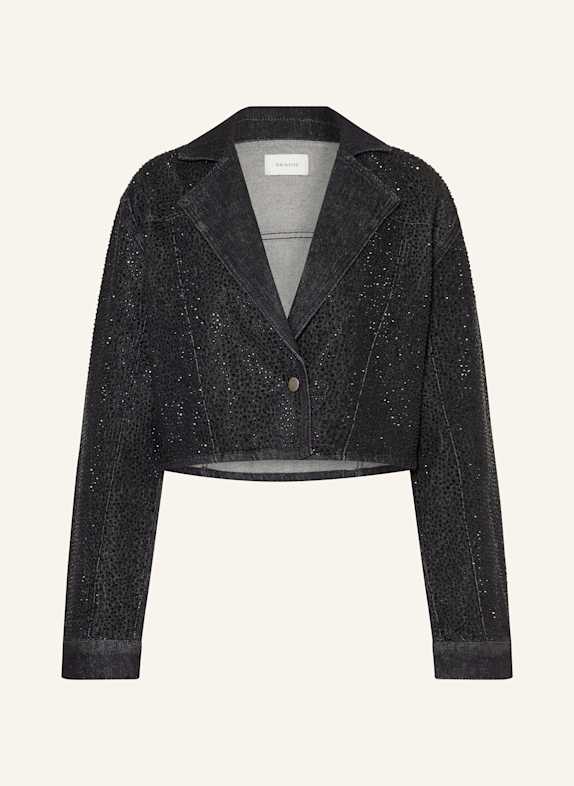 GESTUZ Cropped-Jeansjacke ZORAHGZ mit Schmucksteinen DUNKELGRAU