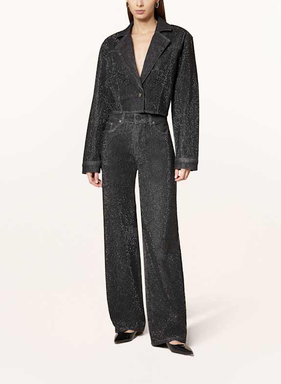 GESTUZ Cropped-Jeansjacke ZORAHGZ mit Schmucksteinen DUNKELGRAU