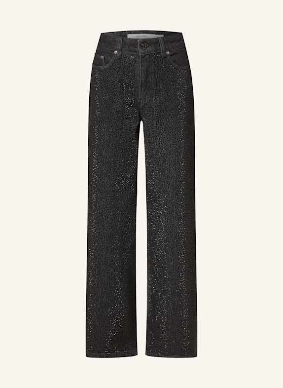 GESTUZ Straight Jeans ZORAHGZ Regular Fit mit Schmucksteinen 100642 Dark black wash