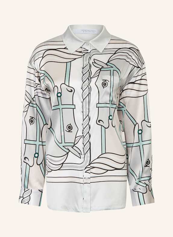 HERZEN'S ANGELEGENHEIT Shirt blouse in silk TAUPE/ MINT/ LIGHT GRAY