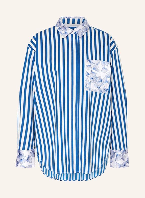 HERZEN'S ANGELEGENHEIT Satin shirt blouse BLUE/ WHITE