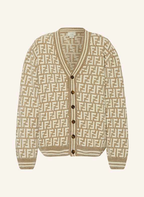 FENDI Strickjacke BRAUN/ CREME