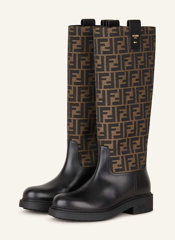 FENDI Stiefel SCHWARZ/ HELLBRAUN