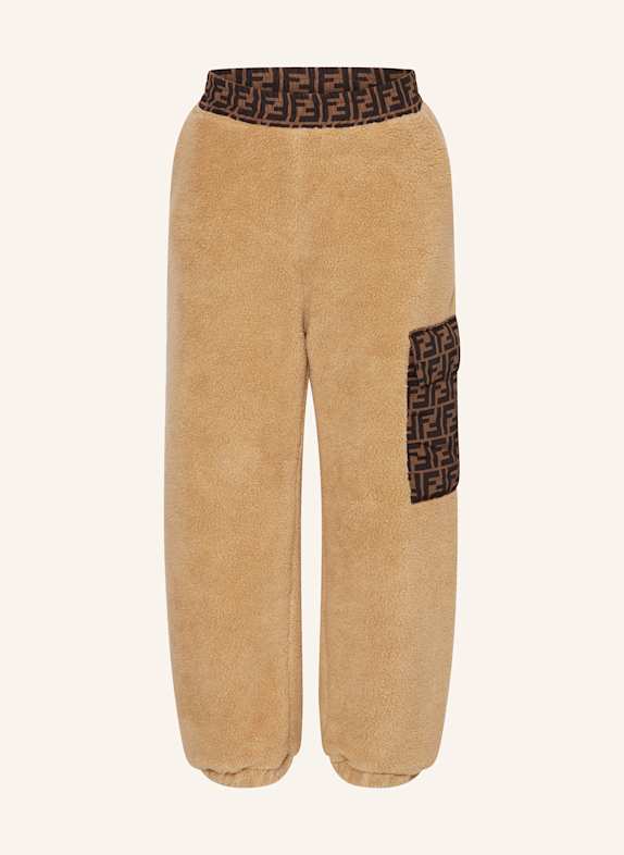 FENDI Teddyfell-Hose HELLBRAUN/ DUNKELBRAUN