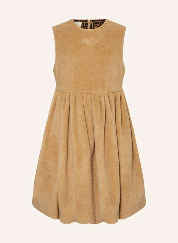 FENDI Kleid mit Teddyfell CAMEL