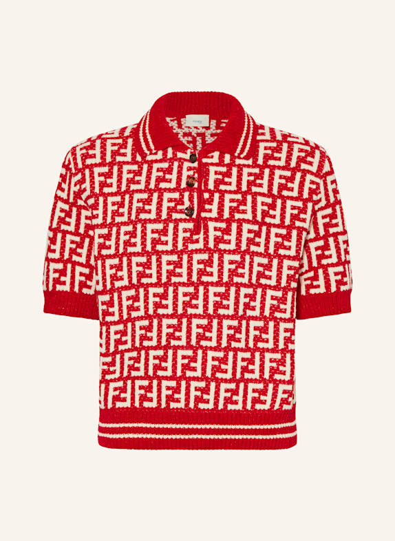 FENDI Strick-Poloshirt ROT/ WEISS