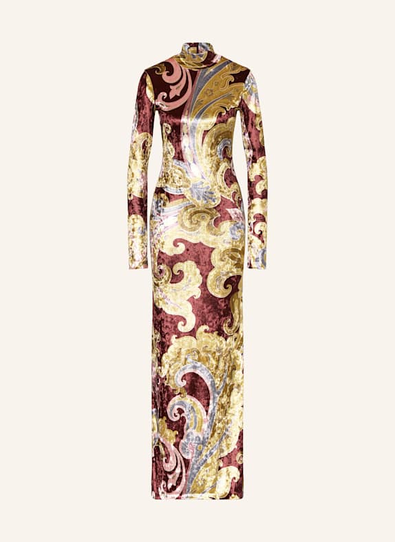 ETRO Samtkleid DUNKELBRAUN/ DUNKELGELB/ ROSA