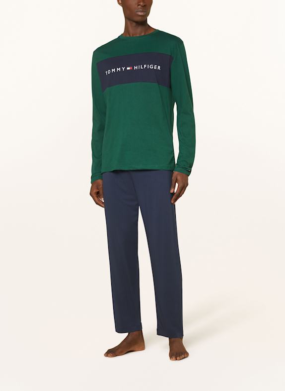 TOMMY HILFIGER Loungeshirt GRÖN / MÖRKBLÅ