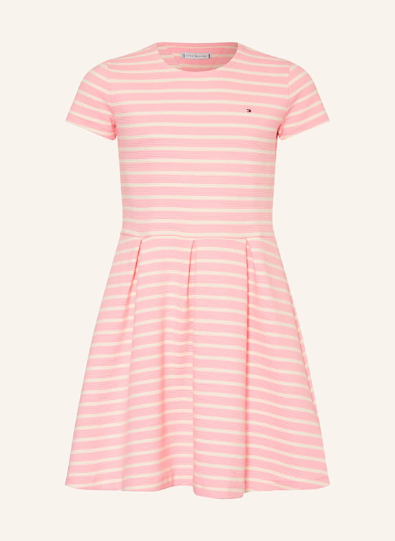 TOMMY HILFIGER Jerseykleid ROSA/ WEISS