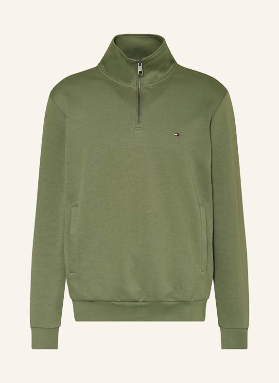 TOMMY HILFIGER Bluza dresowa typu troyer CIEMNOZIELONY