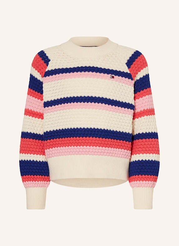 TOMMY HILFIGER Pullover CREME/ DUNKELBLAU/ ROSA