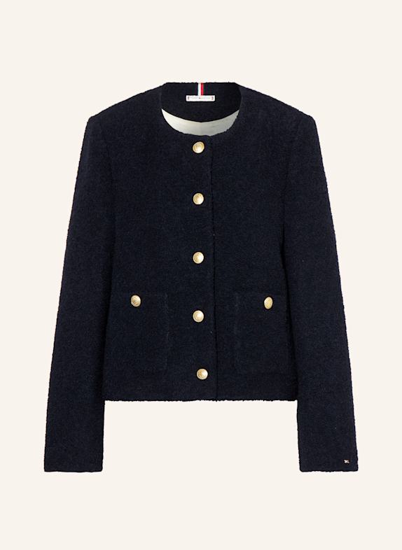 TOMMY HILFIGER Kastenjacke aus Bouclé DUNKELBLAU