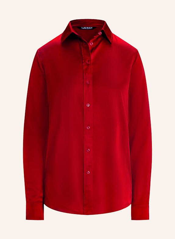 LAUREN RALPH LAUREN Košilová halenka ze saténu ČERVENÁ