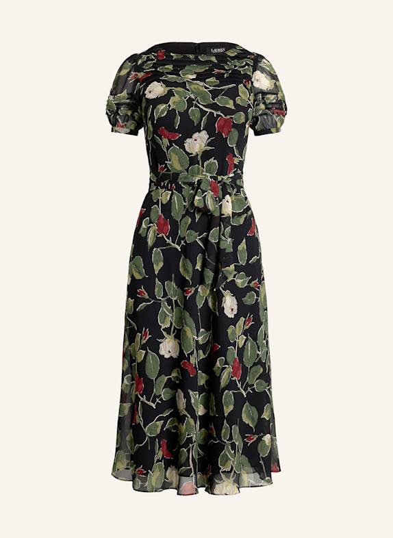 LAUREN RALPH LAUREN Kleid mit Volants SCHWARZ/ DUNKELROT/ GRÜN
