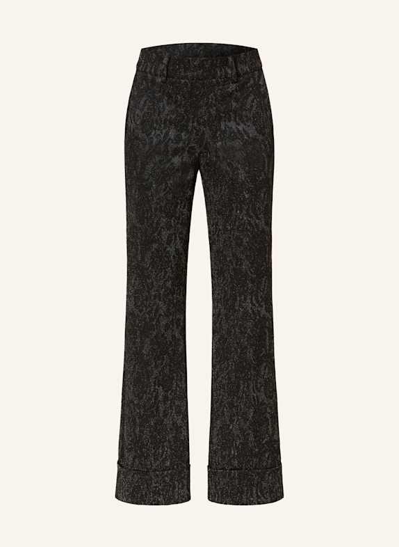 CAMBIO Bootcut-Hose FRANCOISE aus Jersey mit Glitzergarn SCHWARZ/ SILBER