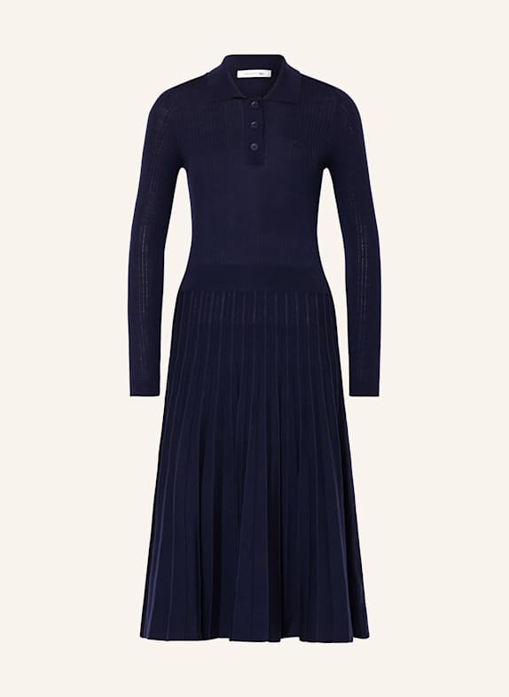 LACOSTE Strickkleid mit Plissees DUNKELBLAU