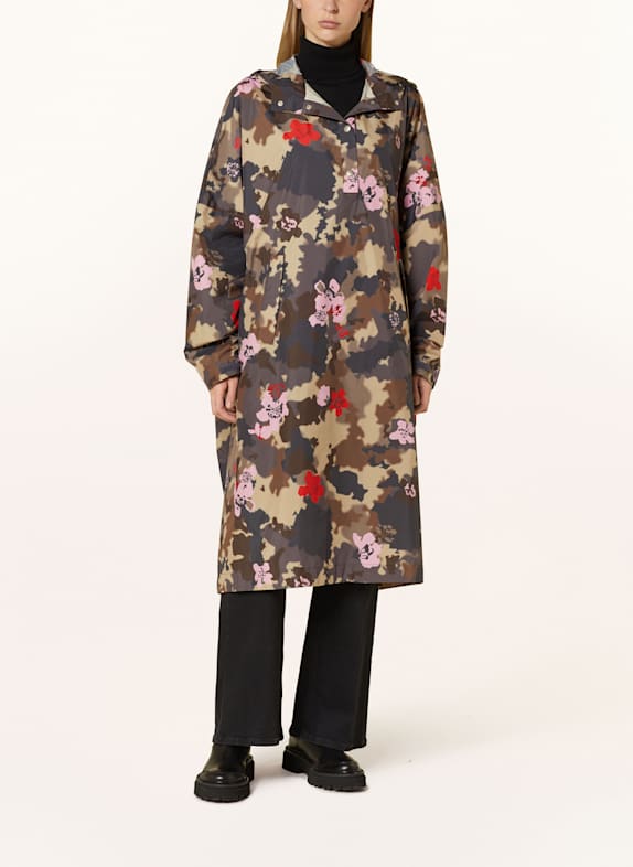 ILSE JACOBSEN Poncho KHAKI/ BEIGE/ ROT