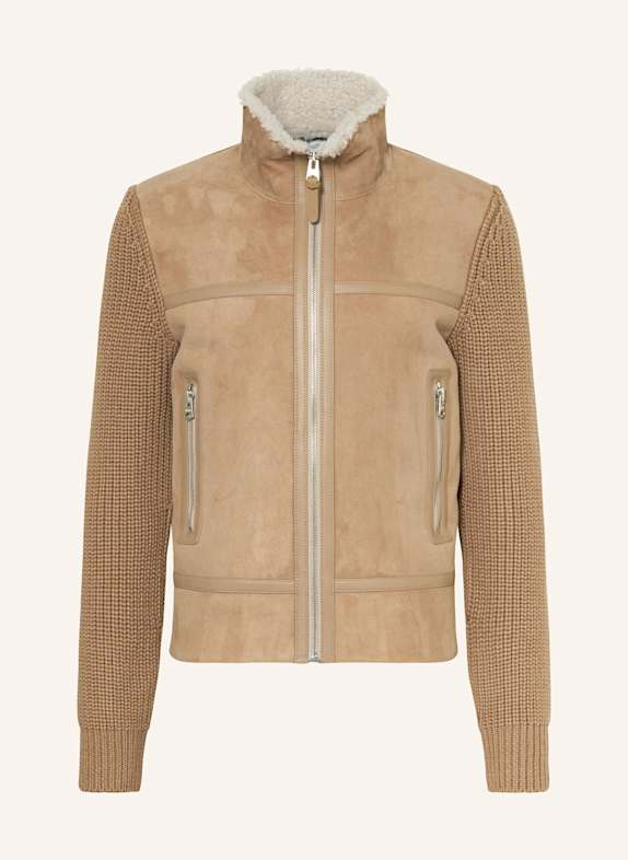 Mackage Kurtka skórzana JONATHAN z mieszanki materiałów CAMELOWY