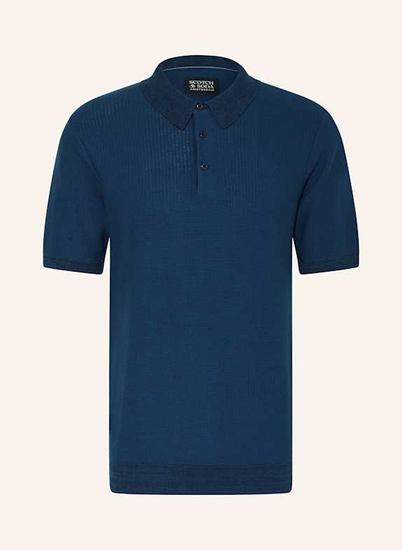 SCOTCH & SODA Strick-Poloshirt Slim Fit DUNKELBLAU