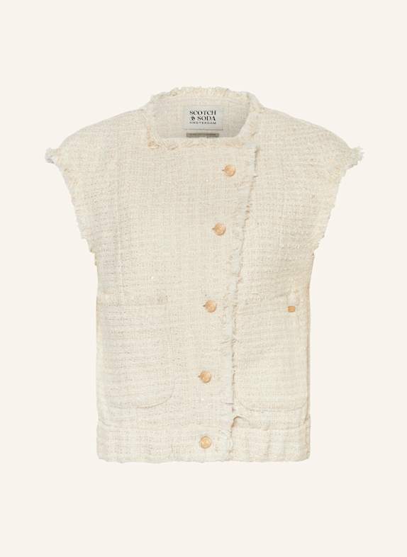 SCOTCH & SODA Tweed-Weste mit Glitzergarn und Pailletten CREME